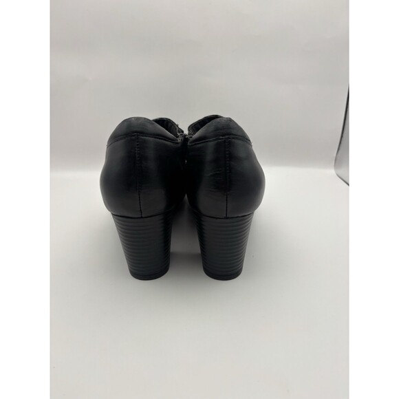 Clarks Black Leather Heeled Zipper Ankle Booties Women Size 9 Wide - Picture 4 of 9